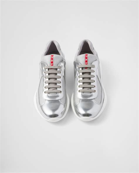 prada america's cup metallic leather and bike fabric sneakers|prada america's cup original sneakers.